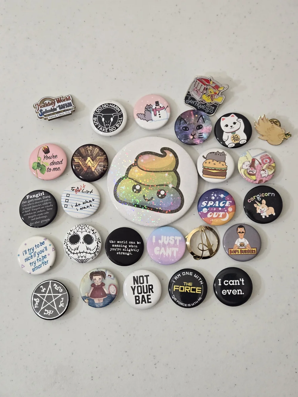 Assorted Glitter Rainbow Poop Enamel Pin - Cute Accessory